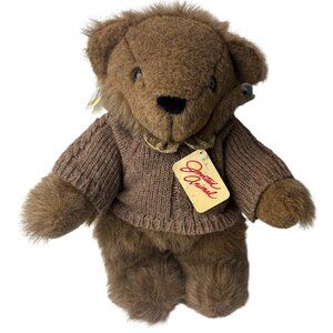 VTG 1985 BLAKE Heartline Snuggables Jointed Teddy Bear Knit Sweater 12" Tags Bow